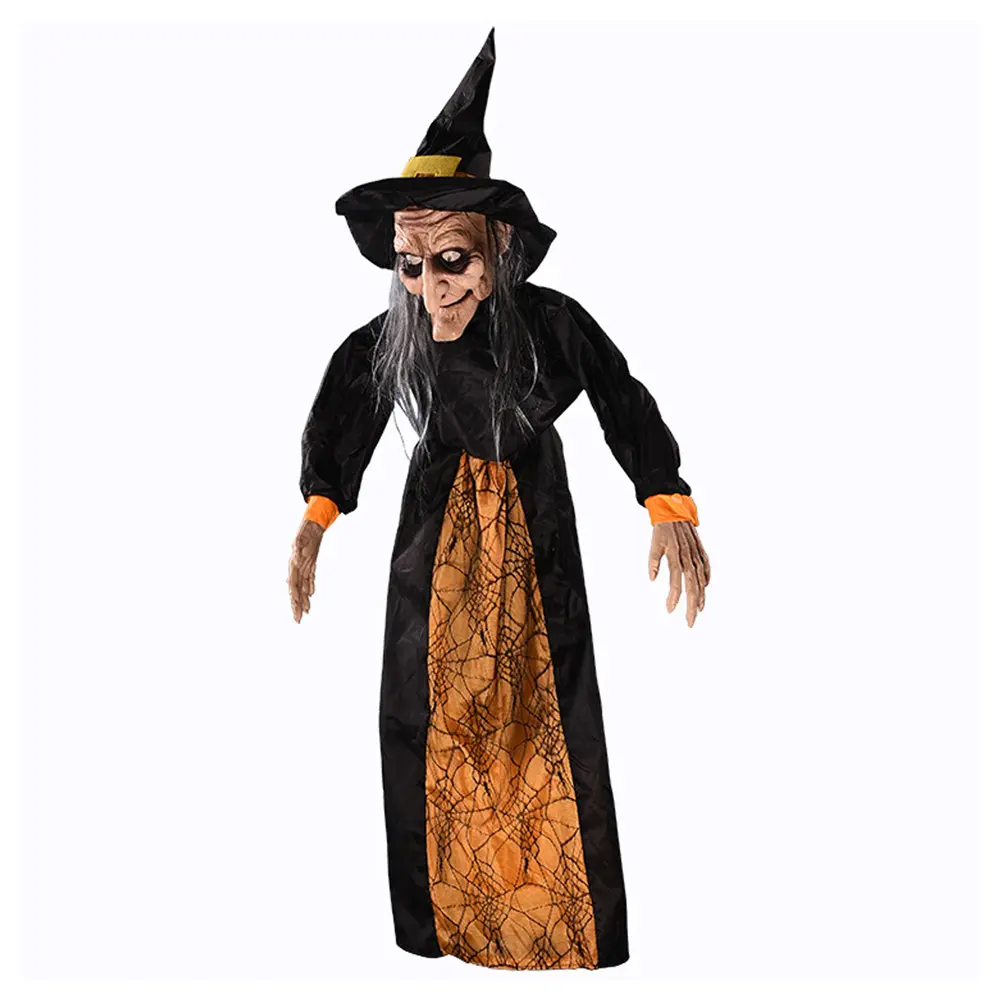 Halloween Haunted House Prop W/ Light-up Red Eyes Voice Controlled Luminous Soundmaking Ghost Outdoor Indoor Hanging Decorations