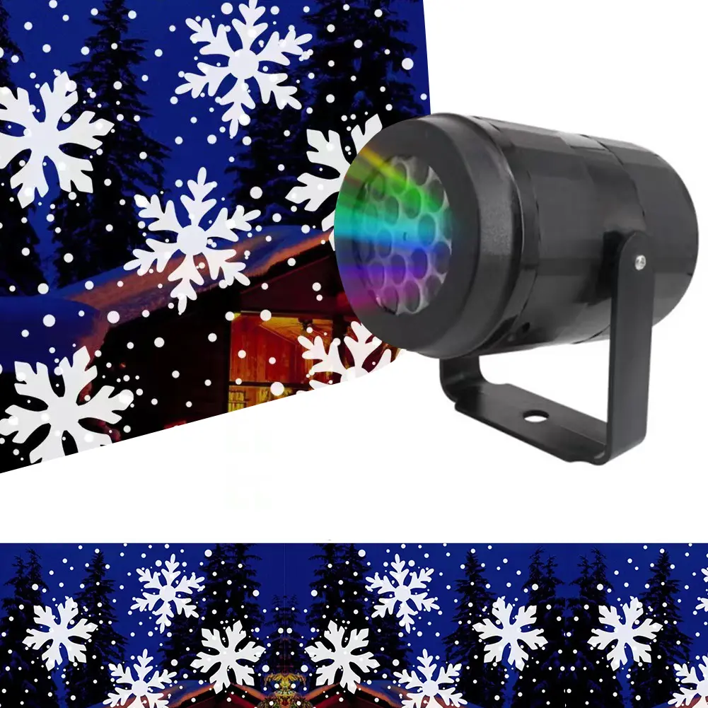 16 Patterns LED Christmas Projector Lamp 360° Rotatable Party Christmas Decoration Lamp Indoor Outdoor Lighting Snow Spotlight