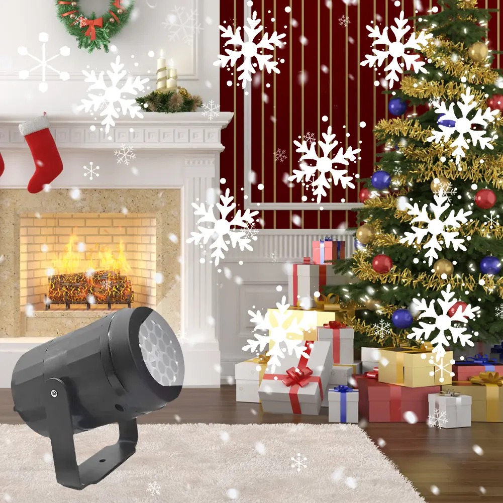 16 Patterns LED Christmas Projector Lamp 360° Rotatable Party Christmas Decoration Lamp Indoor Outdoor Lighting Snow Spotlight