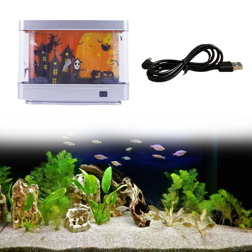 LED Artificial Aquarium Night Light with Moving Fish Dynamic Fake Fish Tank Light Fake Aquarium Decorative Lamp for Home Decor
