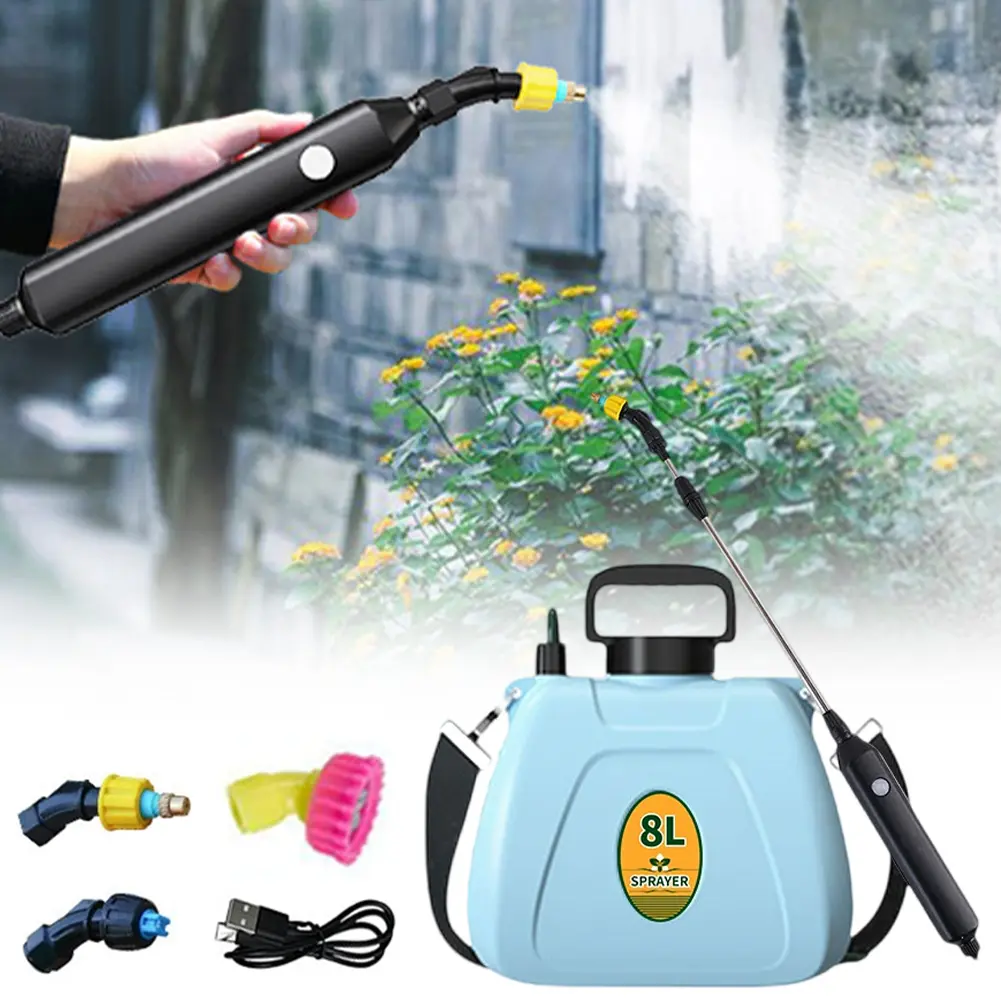 8L Powerful Electric Sprayer with 3 Mist Nozzles Rechargeable Garden Sprayer Electric Back Pack Sprayer for Yard Lawn and Garden