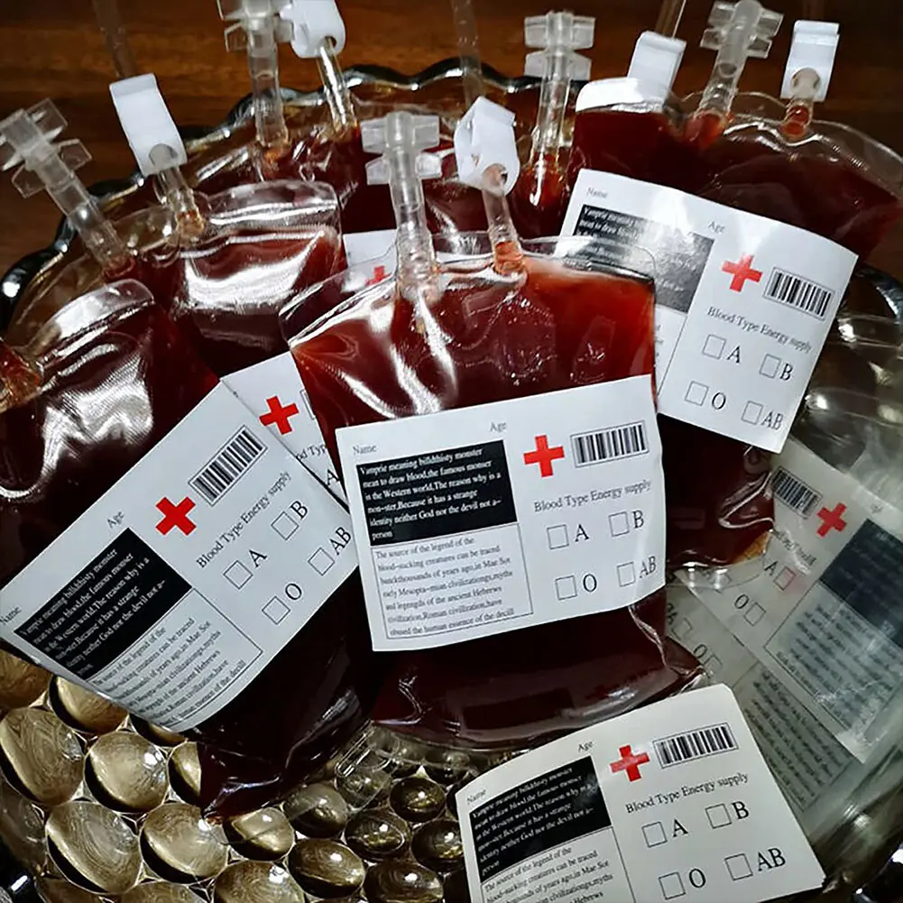 10/20/30PCS 350ml Big Halloween Blood Bags Vampire Fake Blood Bags Alcohol Iv Bags for Drinks Halloween Decoration Horror Props