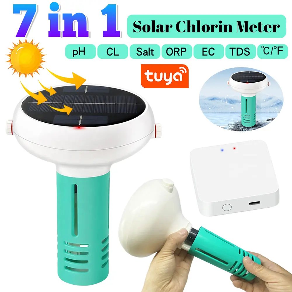 Tuya ZigBee Intelligent Chlorin Meter 7IN1 PH ORP Total Dissolved Solids Salinity Temp CL Test Meter Swimming Pool Water Tester