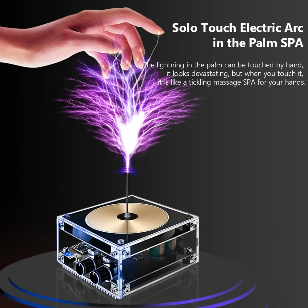 Tesla Coil Speaker AC110-240V 120W Palm Tesla Coil High Frequency Voltage Pulse Bluetooth-compatible Music Electric Arc Generato