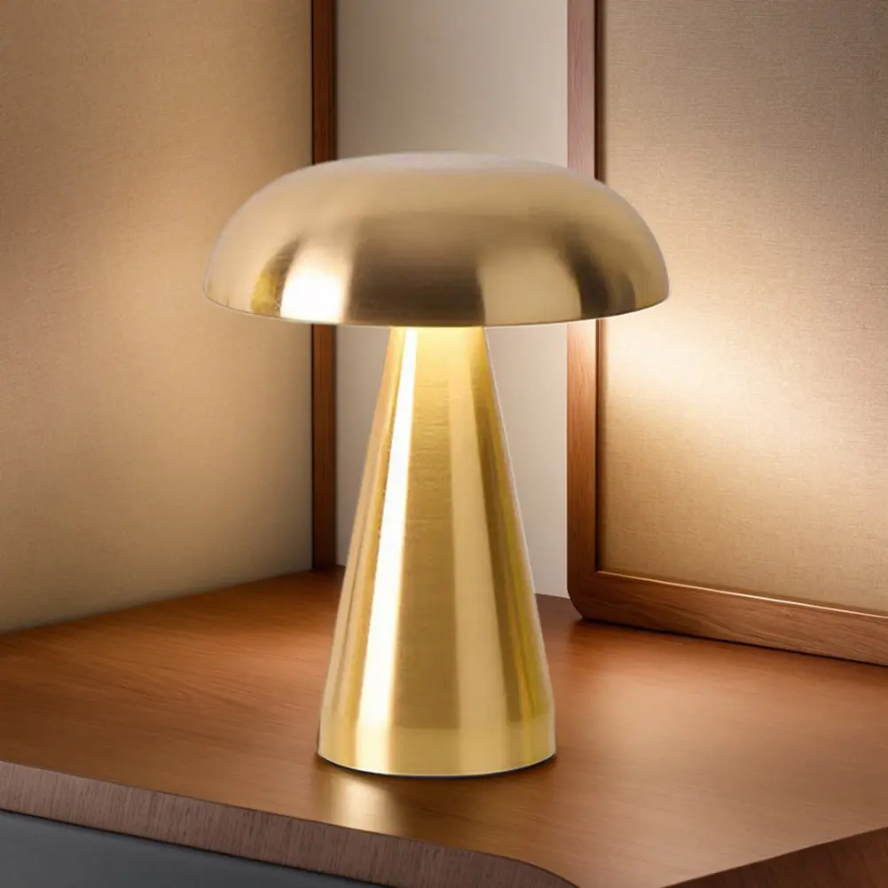 Mushroom LED Night Light Wireless Bedside Lamp USB Rechargeable Simple Reading Light Touch Control 3 Light Colors for Home Decor