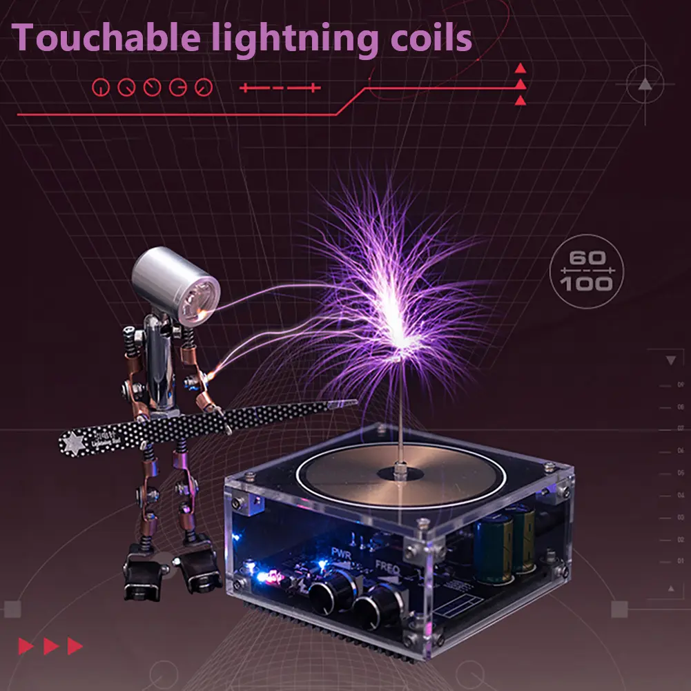 Tesla Coil Speaker AC110-240V 120W Palm Tesla Coil High Frequency Voltage Pulse Bluetooth-compatible Music Electric Arc Generato