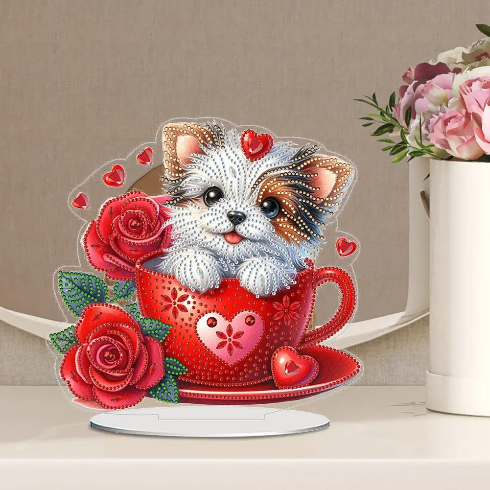 Acrylic Special Shaped Valentines Day Diamond Painting Tabletop Ornaments Kit Diamond Painting Desktop Ornaments Kit for Bedroom