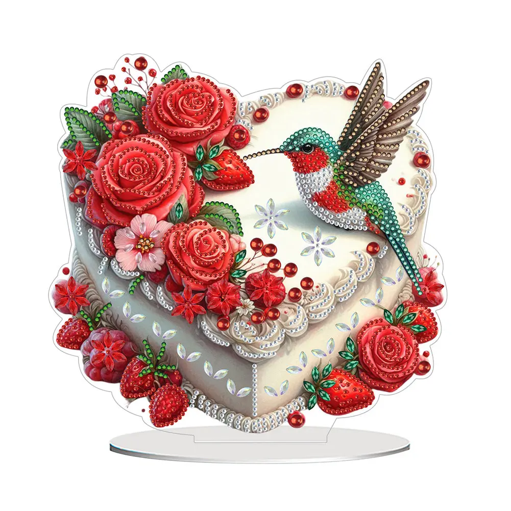 Acrylic Special Shaped Valentines Day Diamond Painting Tabletop Ornaments Kit Diamond Painting Desktop Ornaments Kit for Bedroom