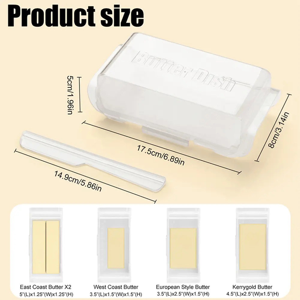 Airtight Butter Dish with Spatula Plastic Butter Holder Tray Butter Fresh-Keeping Box for Refrigerator Door Shelf