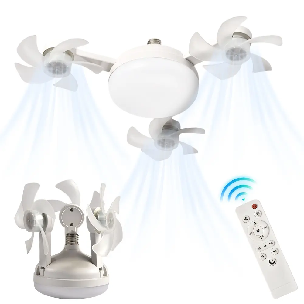 Drone Fan with LED Lantern Remote Control Electric Cordless Fan E27 Silent Ceiling Drone Fan for Dining Room Bedroom Living Room