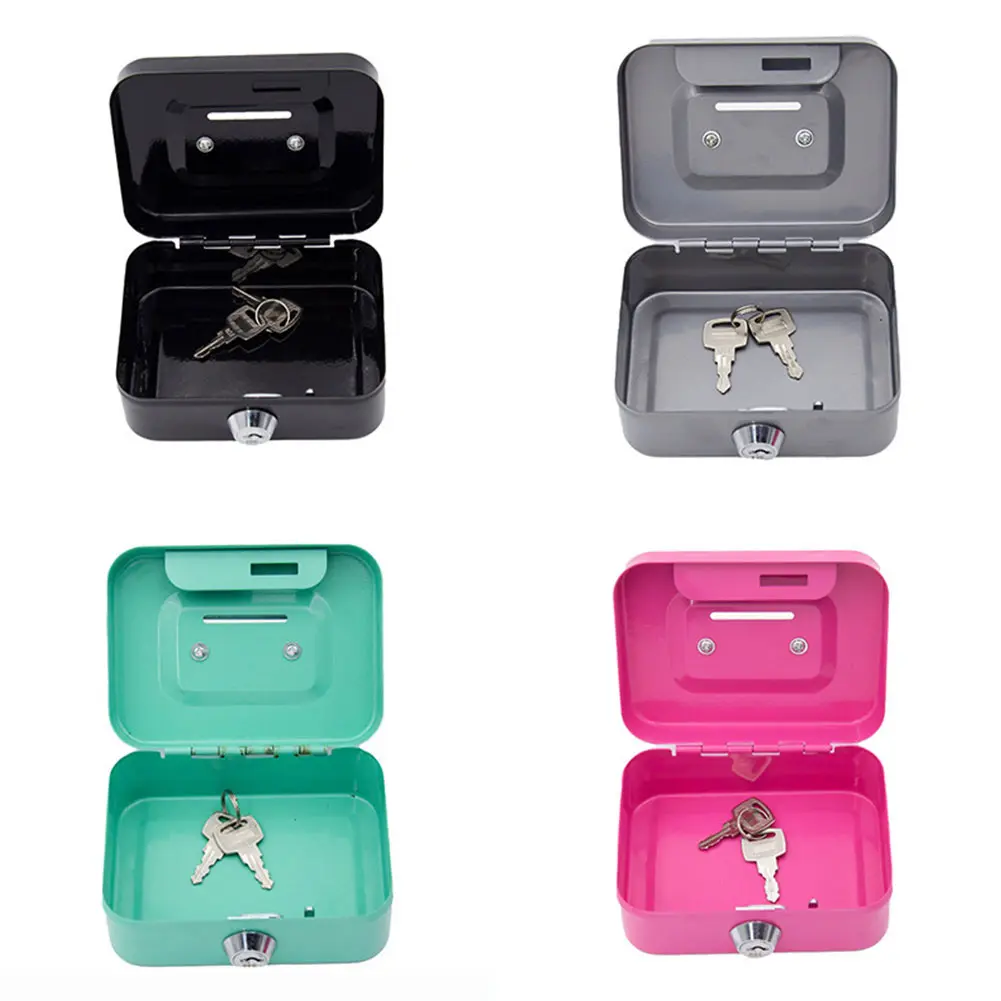 Portable Piggy Box Wear Resist Metal Small Security Lock Box Multi-Purpose Sturdy Coin Boxes for Jewelry Keys Gadgets Storage