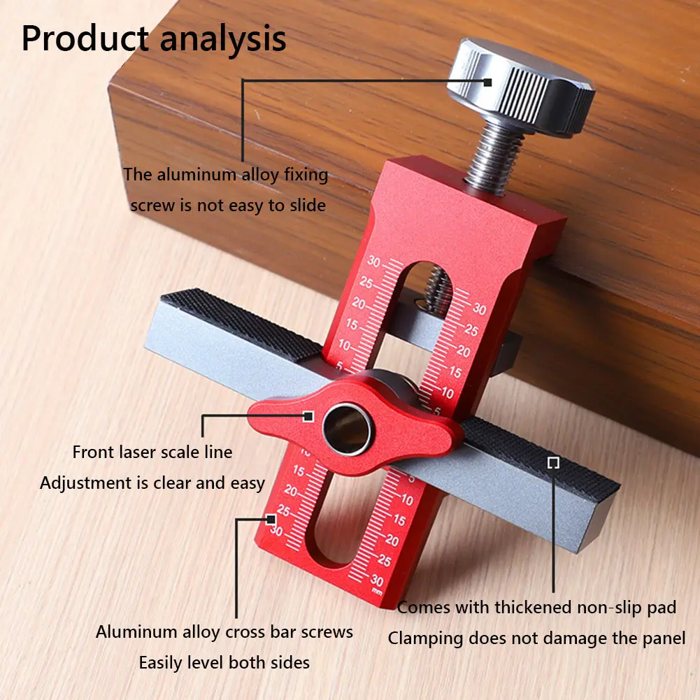 Cabinet Door Panel Fixed Clamp Rebounder Install Drilling Locator Woodworking 2-in-1 Aluminum Quick Positioning Mount Locator