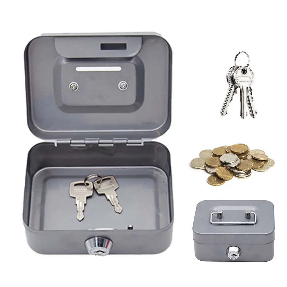 Portable Piggy Box Wear Resist Metal Small Security Lock Box Multi-Purpose Sturdy Coin Boxes for Jewelry Keys Gadgets Storage