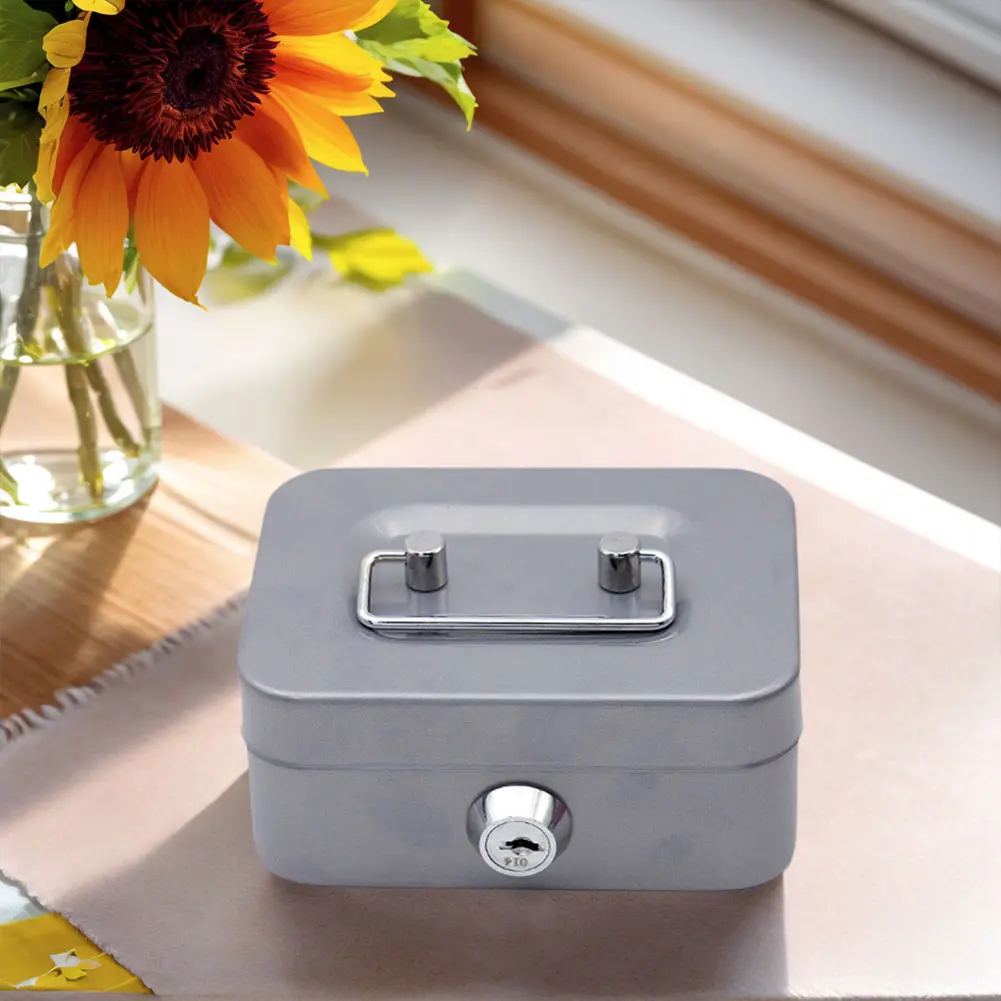 Portable Piggy Box Wear Resist Metal Small Security Lock Box Multi-Purpose Sturdy Coin Boxes for Jewelry Keys Gadgets Storage