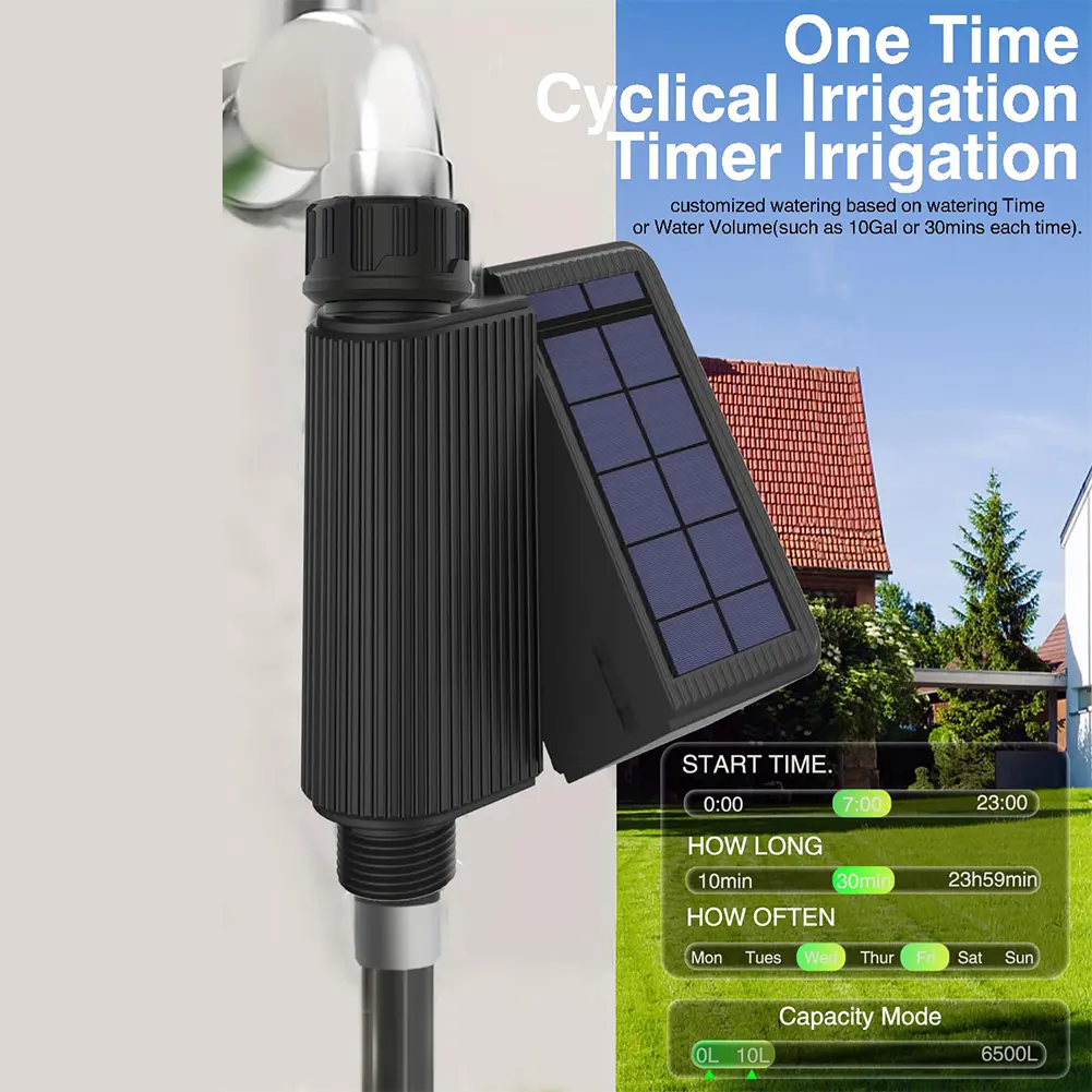 Smart Water Timer with Brass Inlet Automatic Irrigation Controller Programmable Sprinkler Timer Solar Energy for Lawn Garden