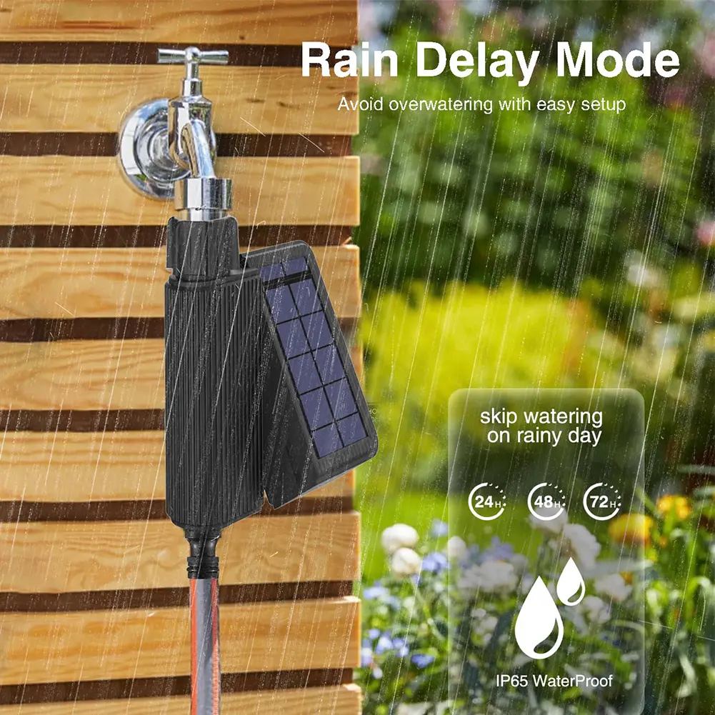Smart Water Timer with Brass Inlet Automatic Irrigation Controller Programmable Sprinkler Timer Solar Energy for Lawn Garden