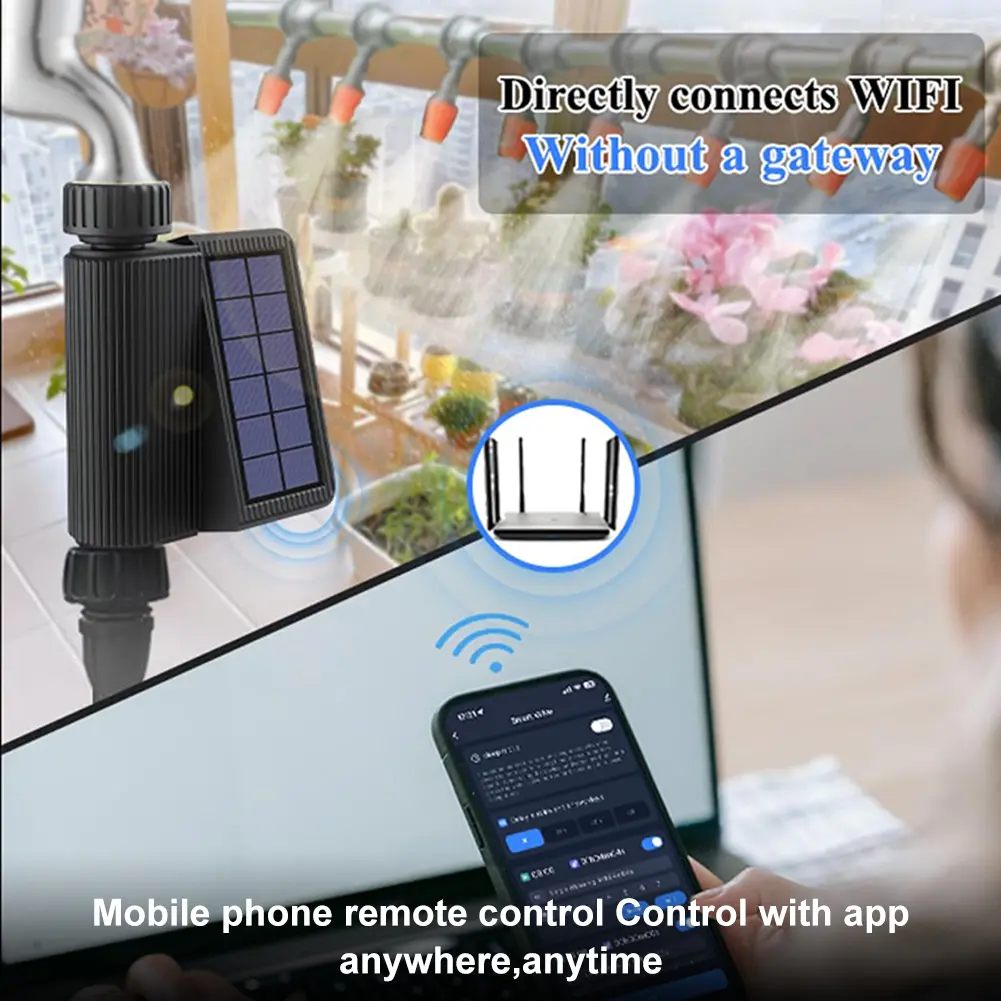 Smart Water Timer with Brass Inlet Automatic Irrigation Controller Programmable Sprinkler Timer Solar Energy for Lawn Garden