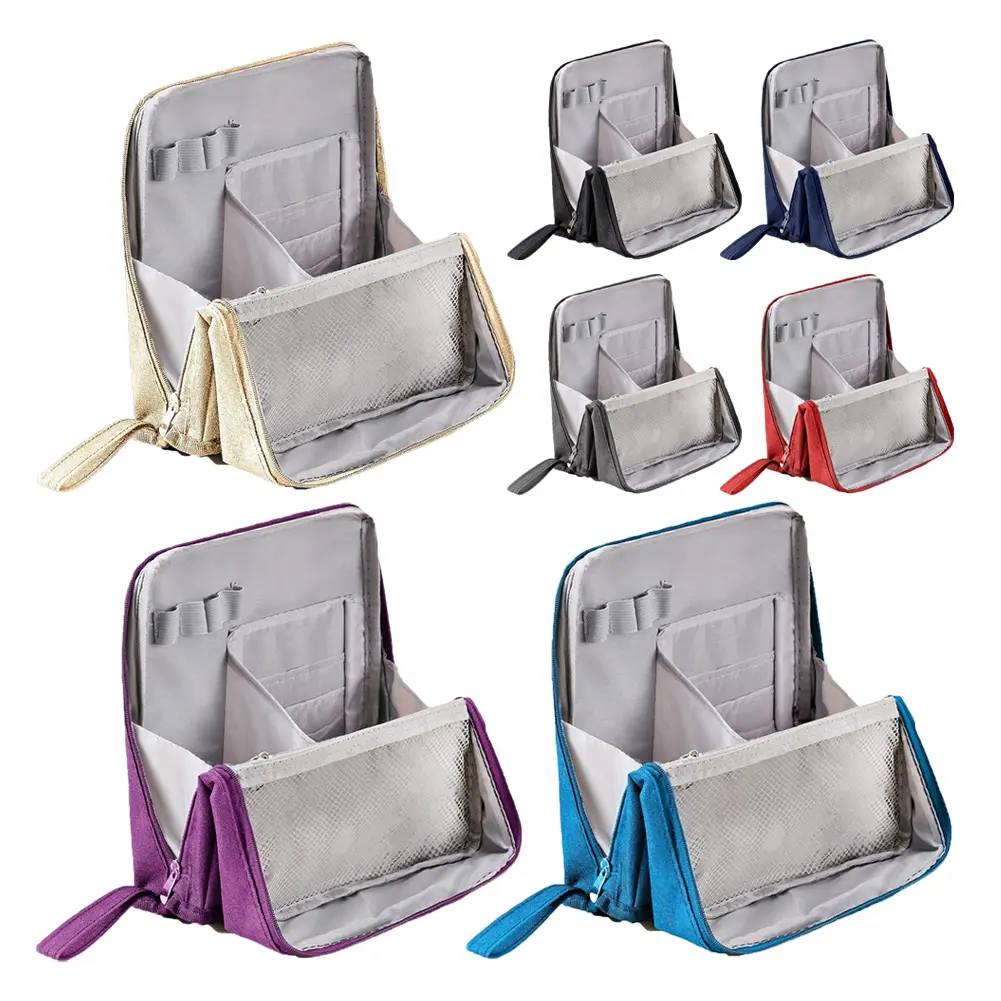 Travel Makeup Organizer with Compartments Waterproof Cosmetic Bag Large Capacity Open Flat Toiletry Bag for Women