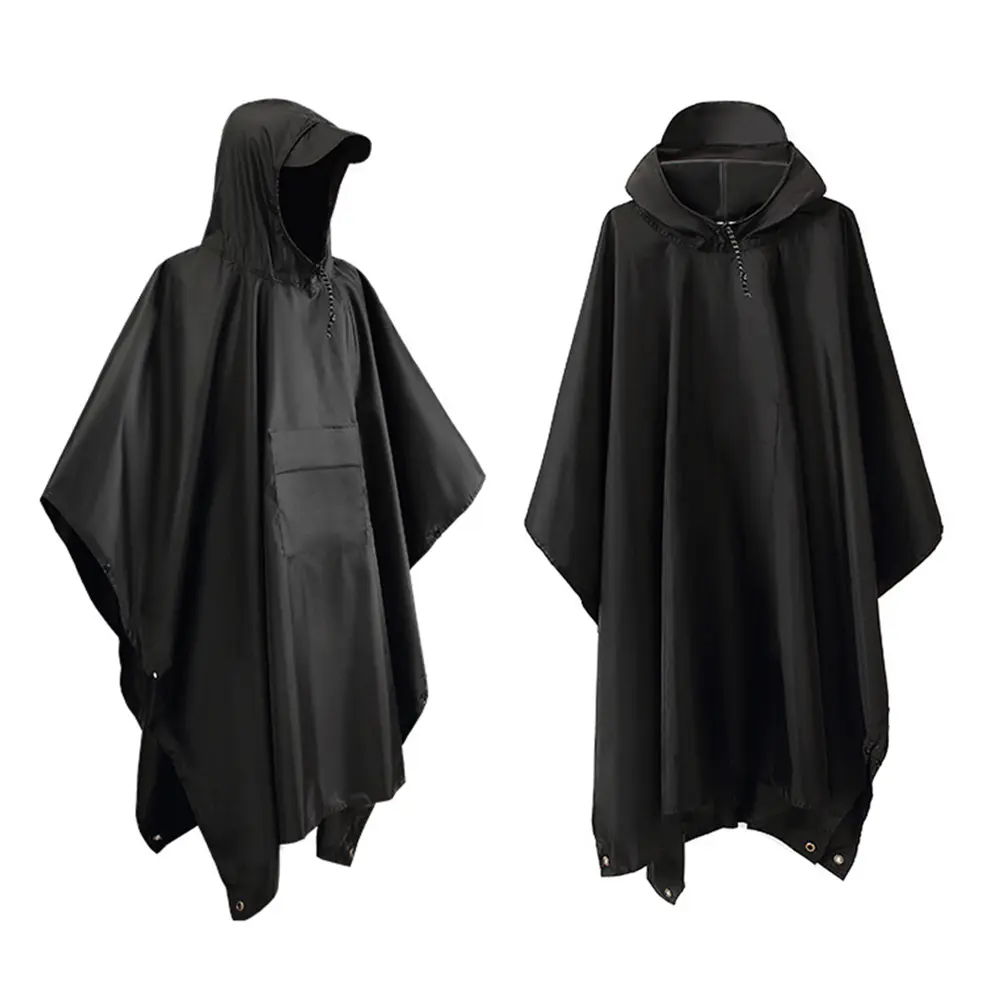 3 In 1 Outdoor Raincoat Hooded Sleeve Rain Poncho For Backpacking Waterproof Adult Emergency Camping Universal Raincoat ﻿