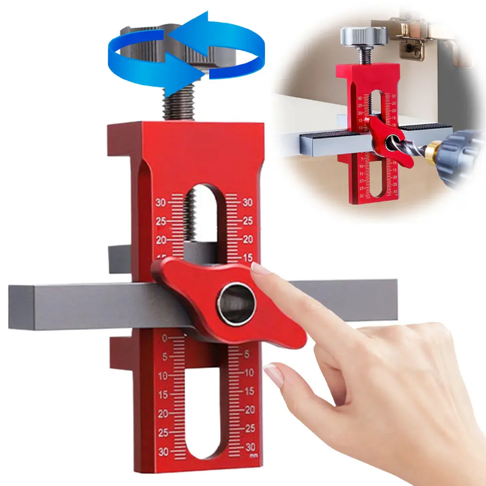 Cabinet Door Mounting Jig Quick Positioning Hole Opening Tool Adjustable Aluminum Alloy Cabinet Portable Cabinet Mount Locator