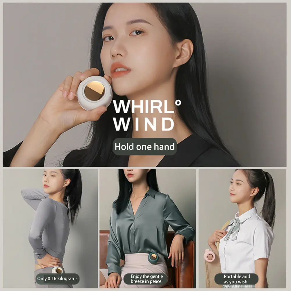 900mah Small Clip Fan Portable Silent Mini Bladeless Fan Clip On 3 Speeds Clip-on Fans Mini Whirlwind Fans for Waist Clips