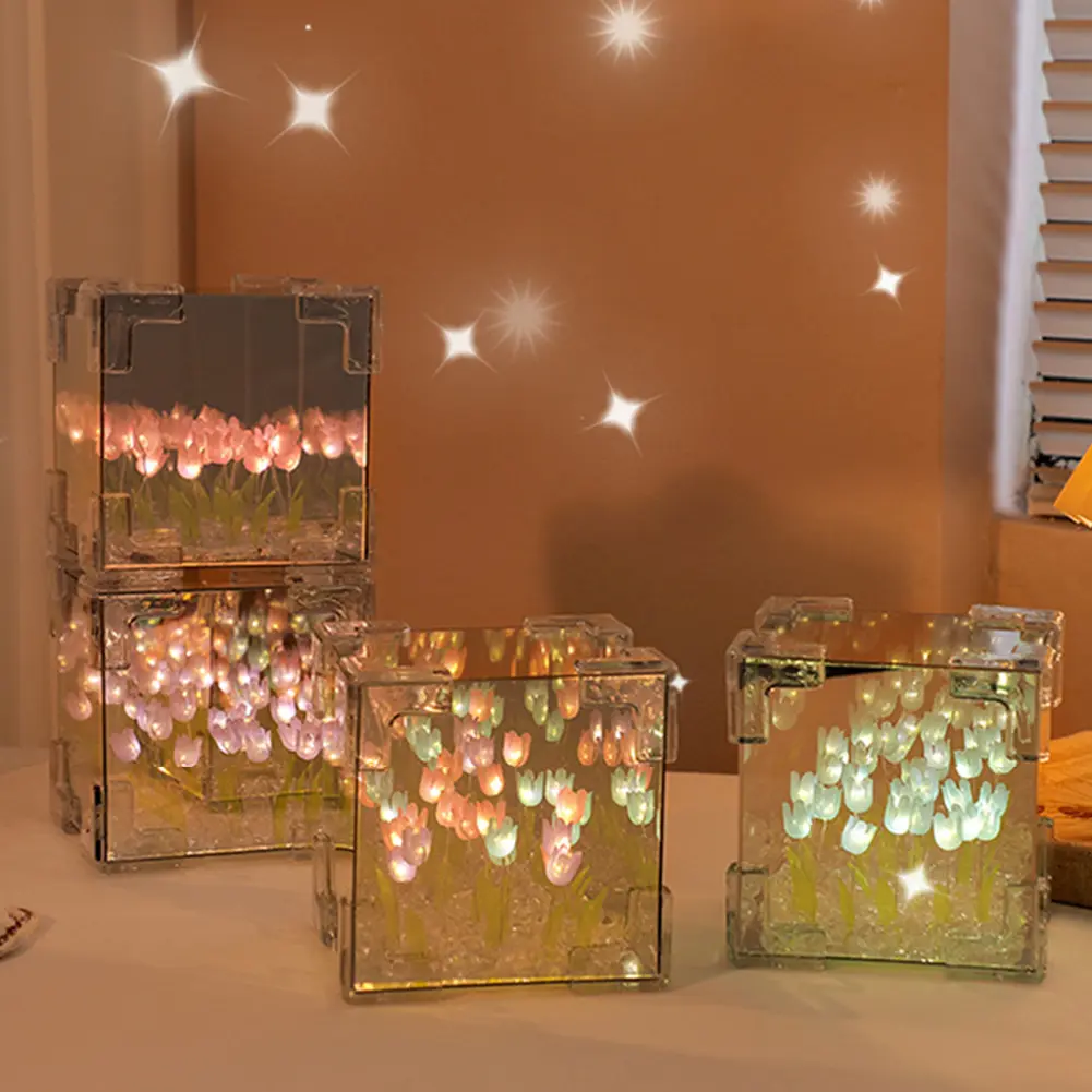Artificial Tulip Flower Night Light LED Night Lamp Table Lamp Artificial Flower Lamp Bedroom Decor Birthday Gifts