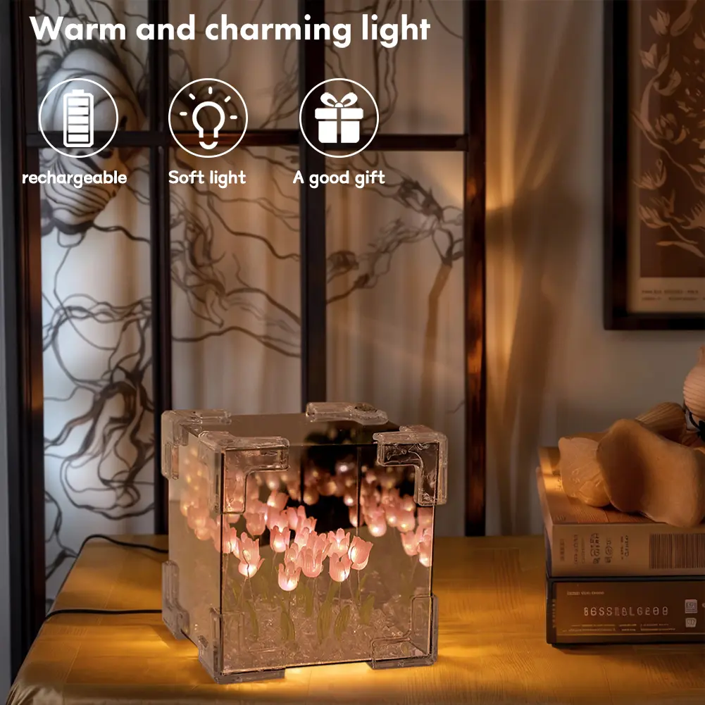 Artificial Tulip Flower Night Light LED Night Lamp Table Lamp Artificial Flower Lamp Bedroom Decor Birthday Gifts
