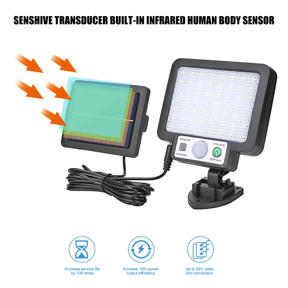 COB LED Solar Light Outdoor Motion Sensor Recharge Wall Light Waterproof Emergency Led Light For Street Garden Porch Lamp