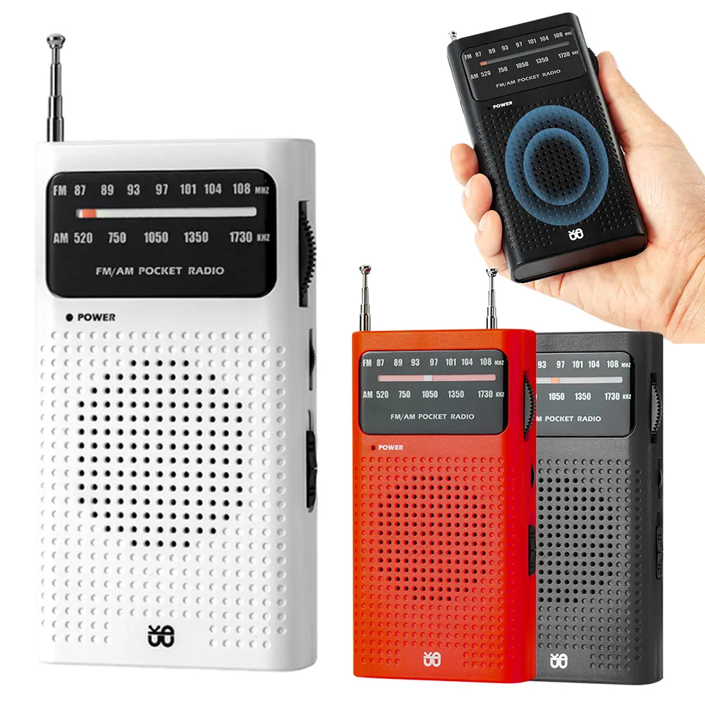 Emergency Pocket Radio FM AM SW Radio Built-in Speaker Transistor Radio Type-C Rechargeable Radio Player for Senior Home Walking
