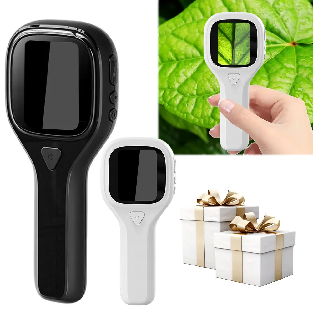500X Kids Microscope 2 Inch IPS Screen Portable Handheld Magnifying Glass with 6 LED Light Magnifier Microscope for Adults Kids