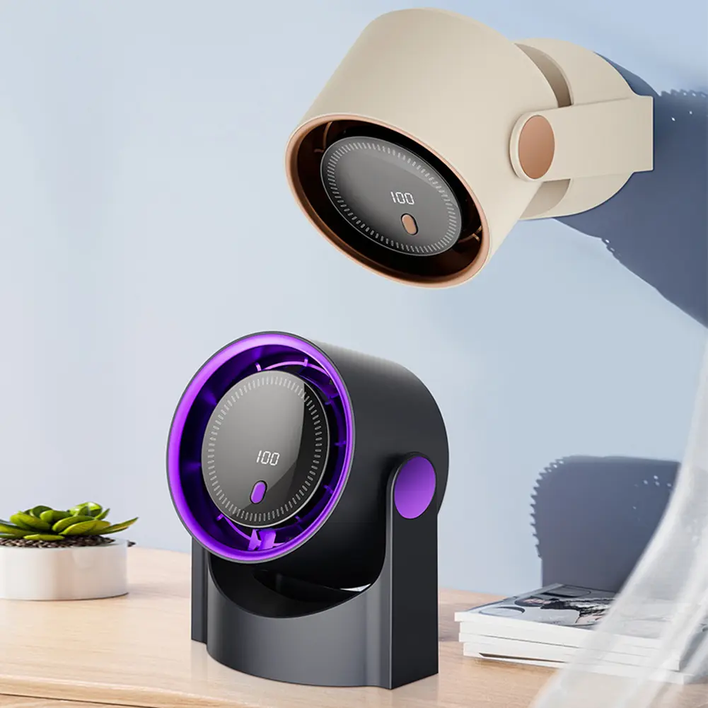 Smart Electric Fan Portable Desktop Bladeless Fan Rechargeable 100 Speed USB Desktop Fan Silent Wall Mounted Cooling Fan