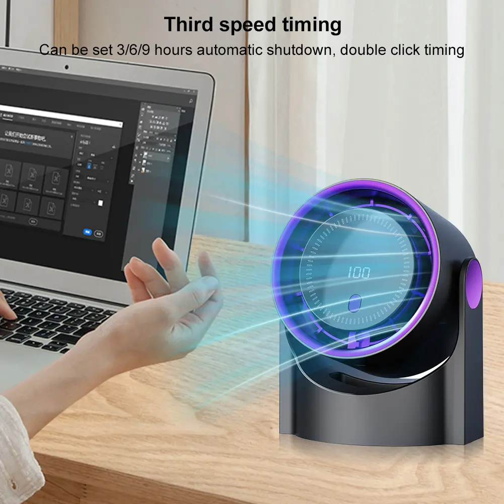 Smart Electric Fan Portable Desktop Bladeless Fan Rechargeable 100 Speed USB Desktop Fan Silent Wall Mounted Cooling Fan
