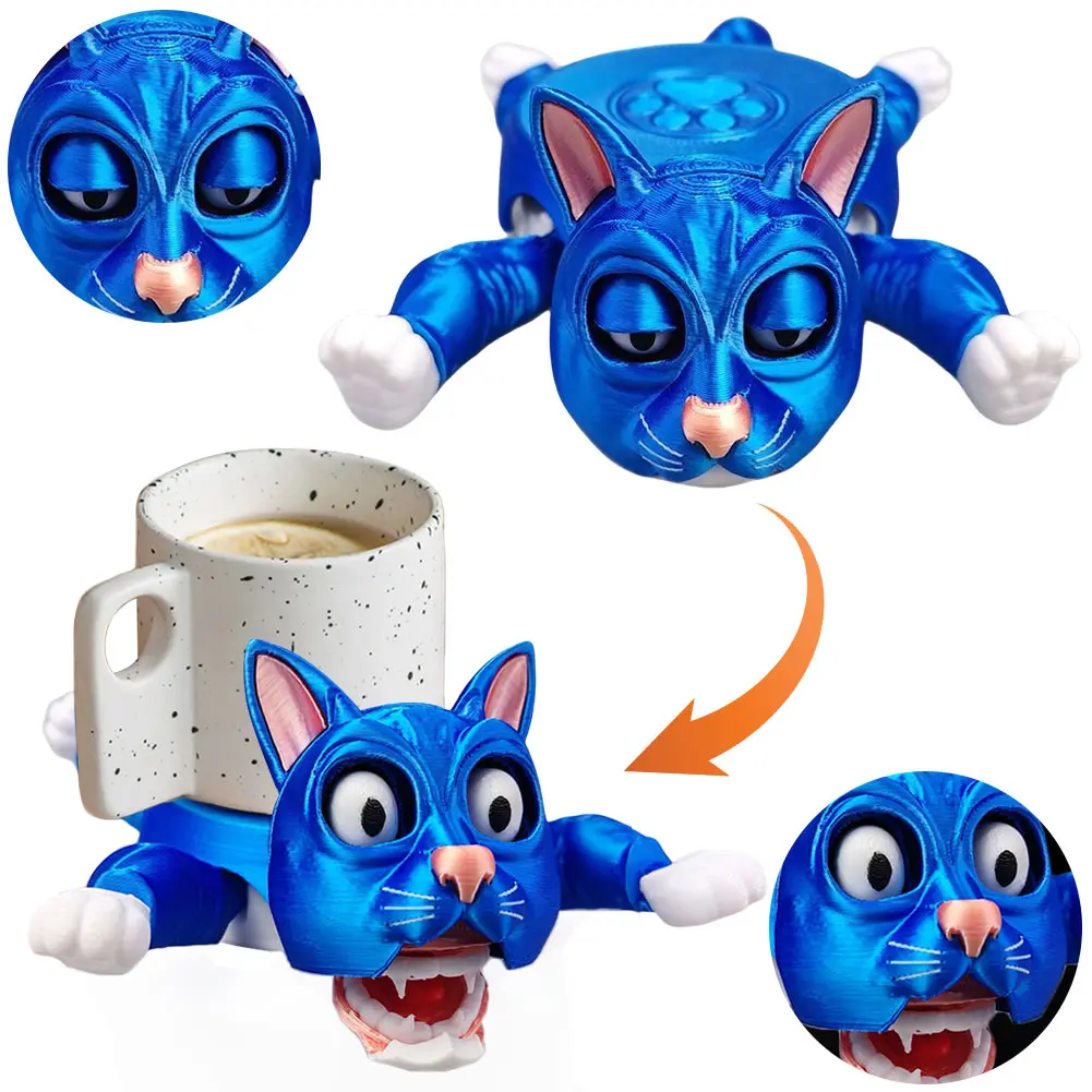 Unique 3D Printed Cat Coasters Funny Panicked Cat Cup Pad Cup Holder Office Desktop Home Decoration Ornament