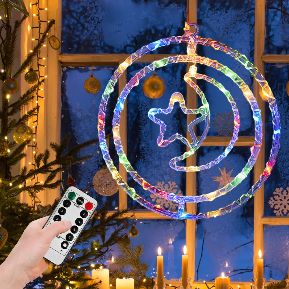 LED Curtain Fairy String Light Remote Control Christmas Decor Ring Lights Christmas String Hanging Lights Home Garden Decoration