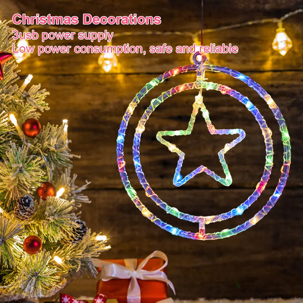 LED Curtain Fairy String Light Remote Control Christmas Decor Ring Lights Christmas String Hanging Lights Home Garden Decoration