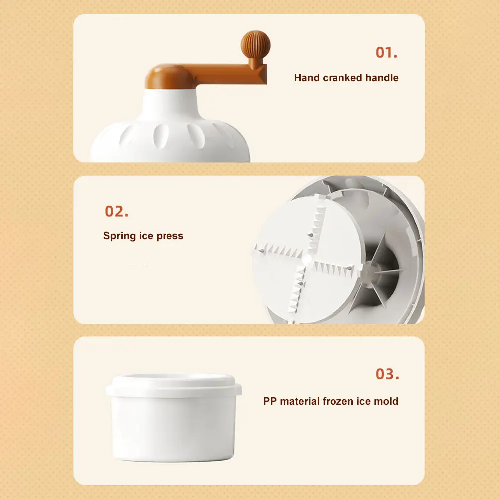 Manual Shaved Ice Machine Lightweight Mini Rotary Ice Shaving Machine Multifunction Household Crushed Ice Maker for Kitchen Home