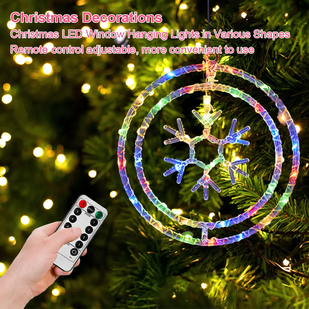LED Curtain Fairy String Light Remote Control Christmas Decor Ring Lights Christmas String Hanging Lights Home Garden Decoration