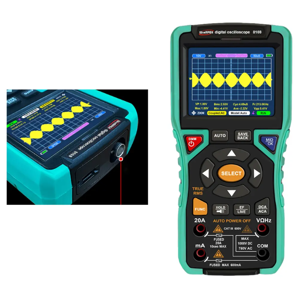 3.2inch Digital Portable Oscilloscope Multimeter Automatic Oscilloscope 2500mAh Battery Handheld Oscilloscope Electrician Tools