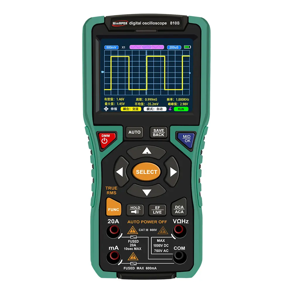3.2inch Digital Portable Oscilloscope Multimeter Automatic Oscilloscope 2500mAh Battery Handheld Oscilloscope Electrician Tools