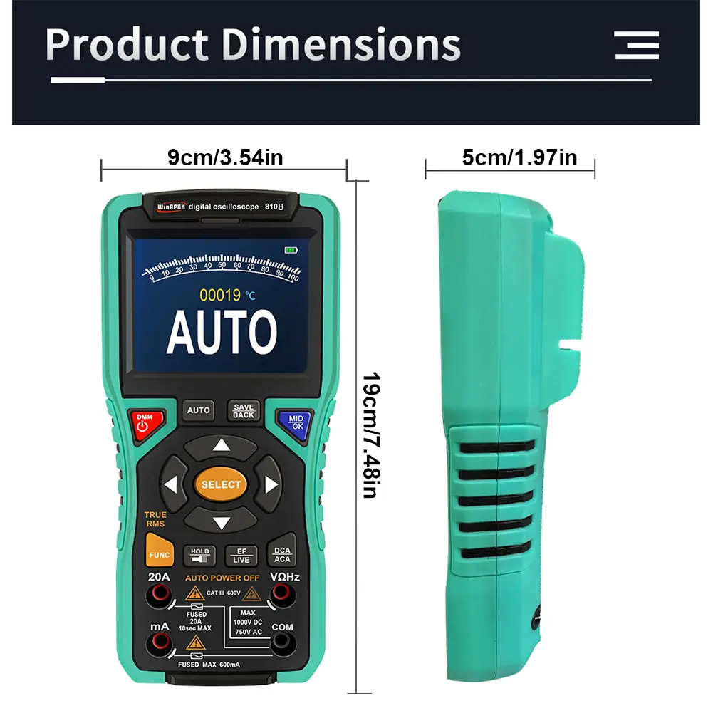 3.2inch Digital Portable Oscilloscope Multimeter Automatic Oscilloscope 2500mAh Battery Handheld Oscilloscope Electrician Tools