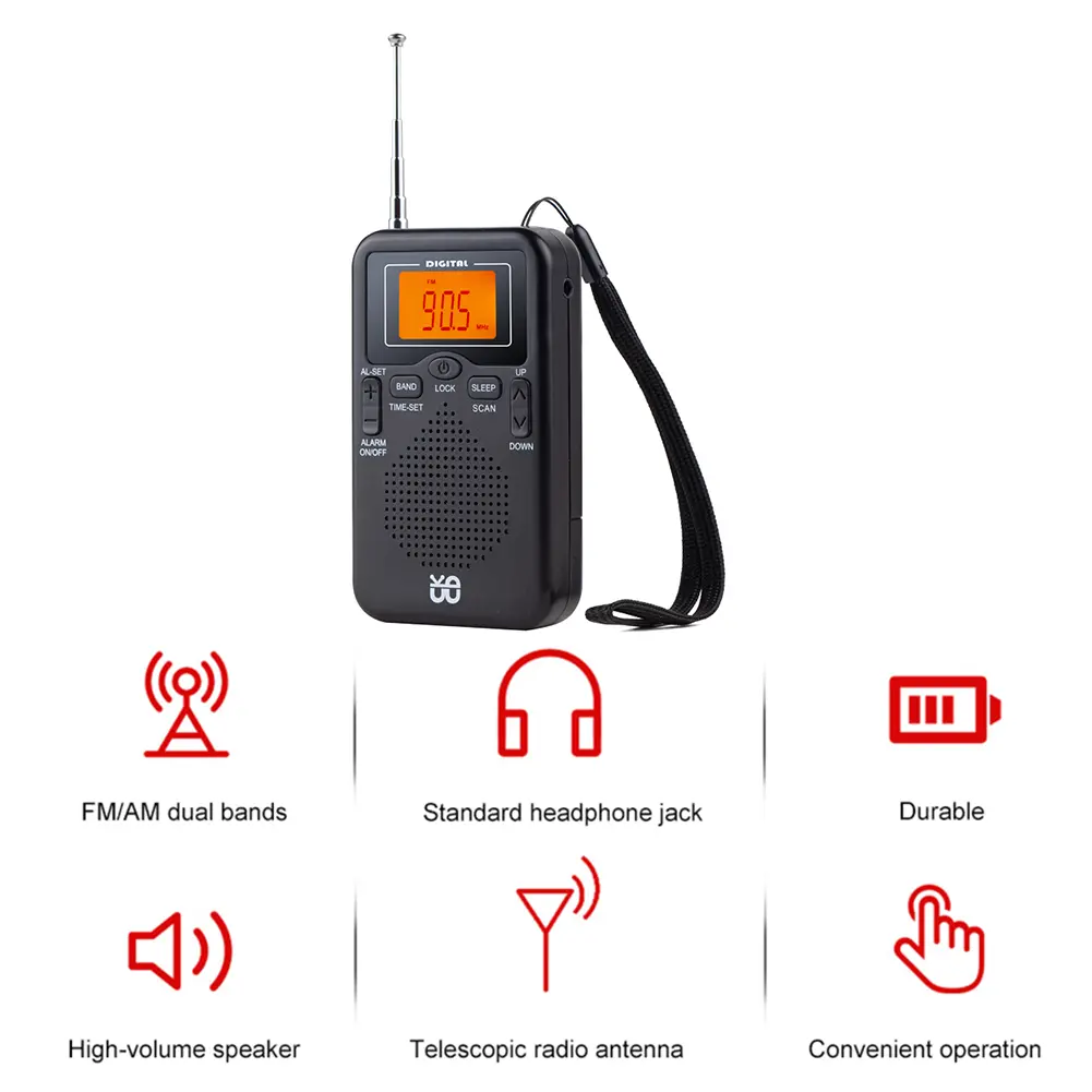 AM FM Radio LCD Display Pocket Radio Portable Radio for Walk/Jogging/Gym/Camping