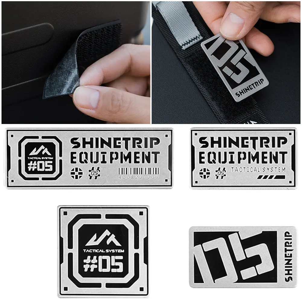 Stainless Steel Camping Gear Patches Wear-Resistant Outdoor Vest Stickers Decorative Metal Backpack Stickers Camping Accessories