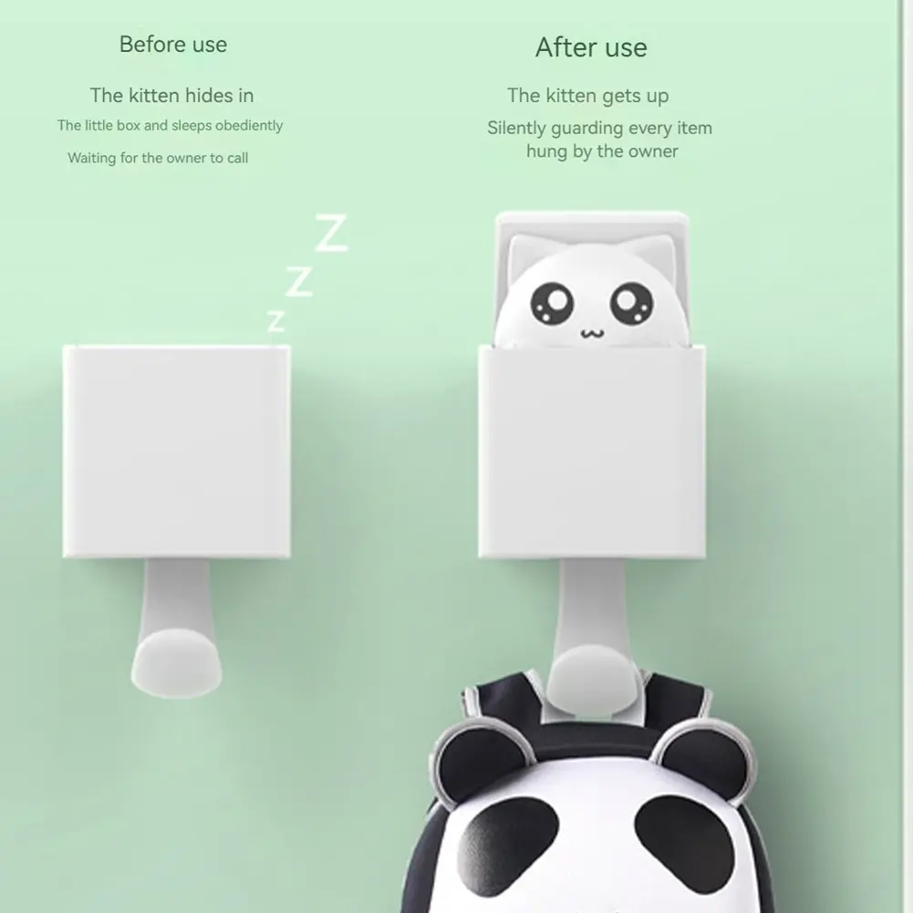 3Pcs Animals Hanger Rack Multi-Function Hidden Cat Hook No Punching Adhesive Wall Hook Heavy Duty for Wall Decoration