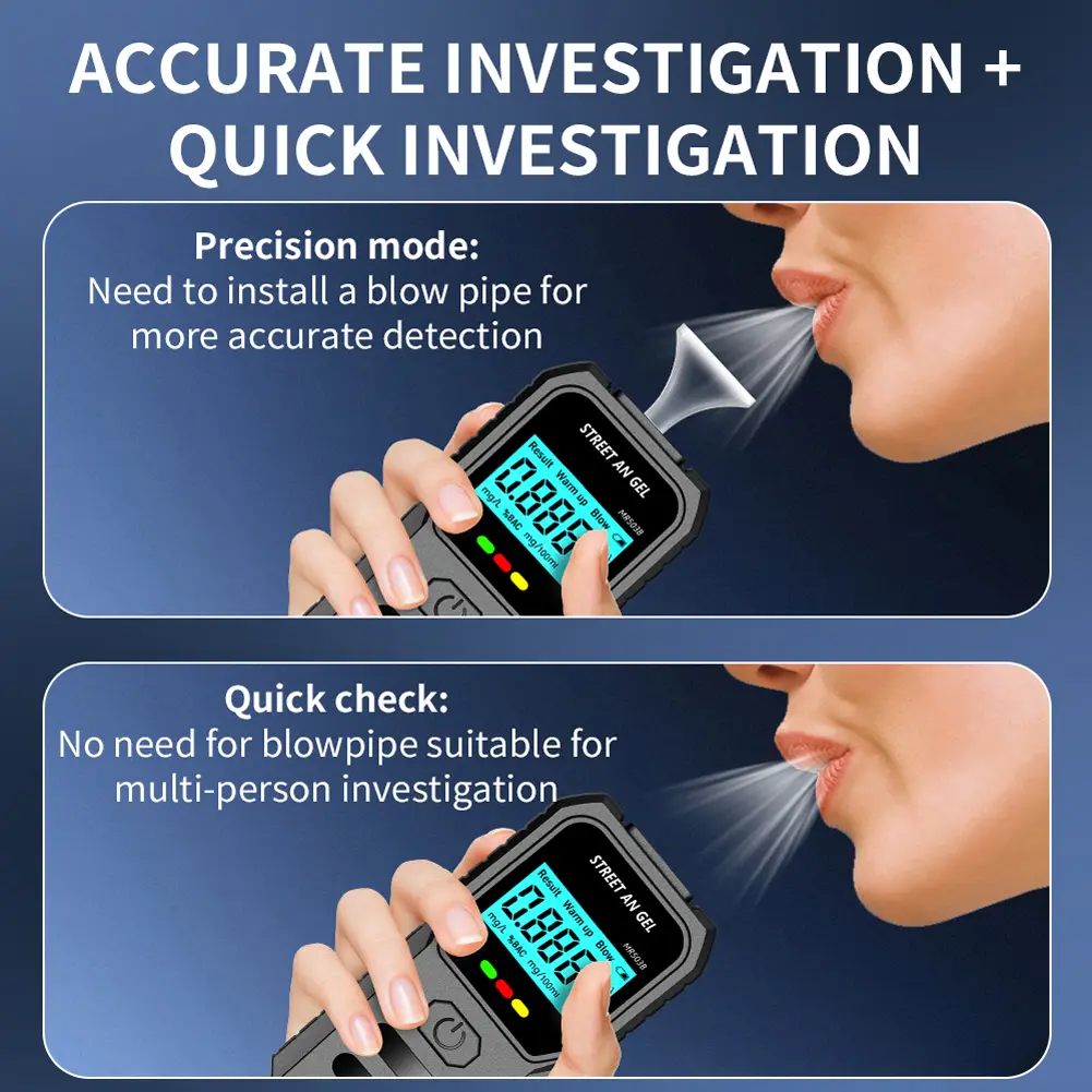 Digital Alcohol Breath Tester Backlight LCD Display Alcohol Breathalyzer Portable Breathalyzer Alcoholometer for Home Party Use