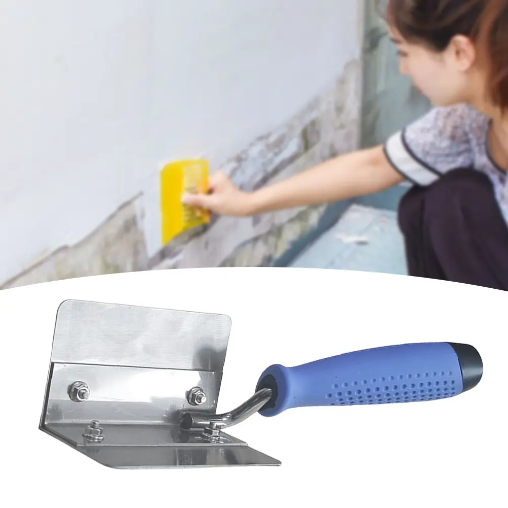 Stainless Steel Drywall Trowel Internal/External Angle Corner Finishing Tools with Soft Grip Handle Corner Knife for Drywall