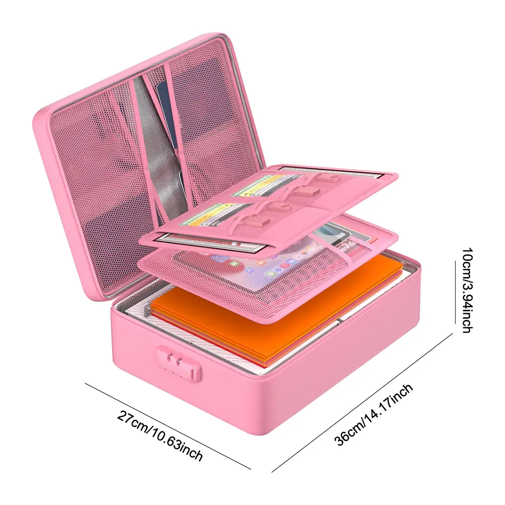 Fireproof File Organizer Multi-Layer Document Box Waterproof Safe Storage Box for Important Documents Files and More