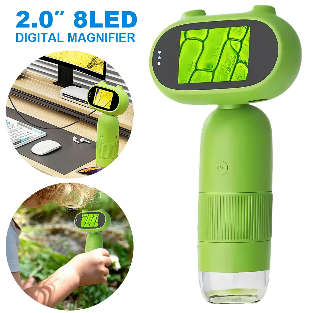 Microscope for Kids 2 Inch IPS Screen Handheld Microscope Camera Kids Microscope 1000X 1080P Portable Handheld Magnifying Glass
