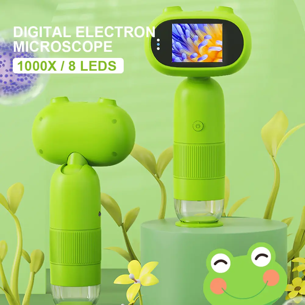 Microscope for Kids 2 Inch IPS Screen Handheld Microscope Camera Kids Microscope 1000X 1080P Portable Handheld Magnifying Glass