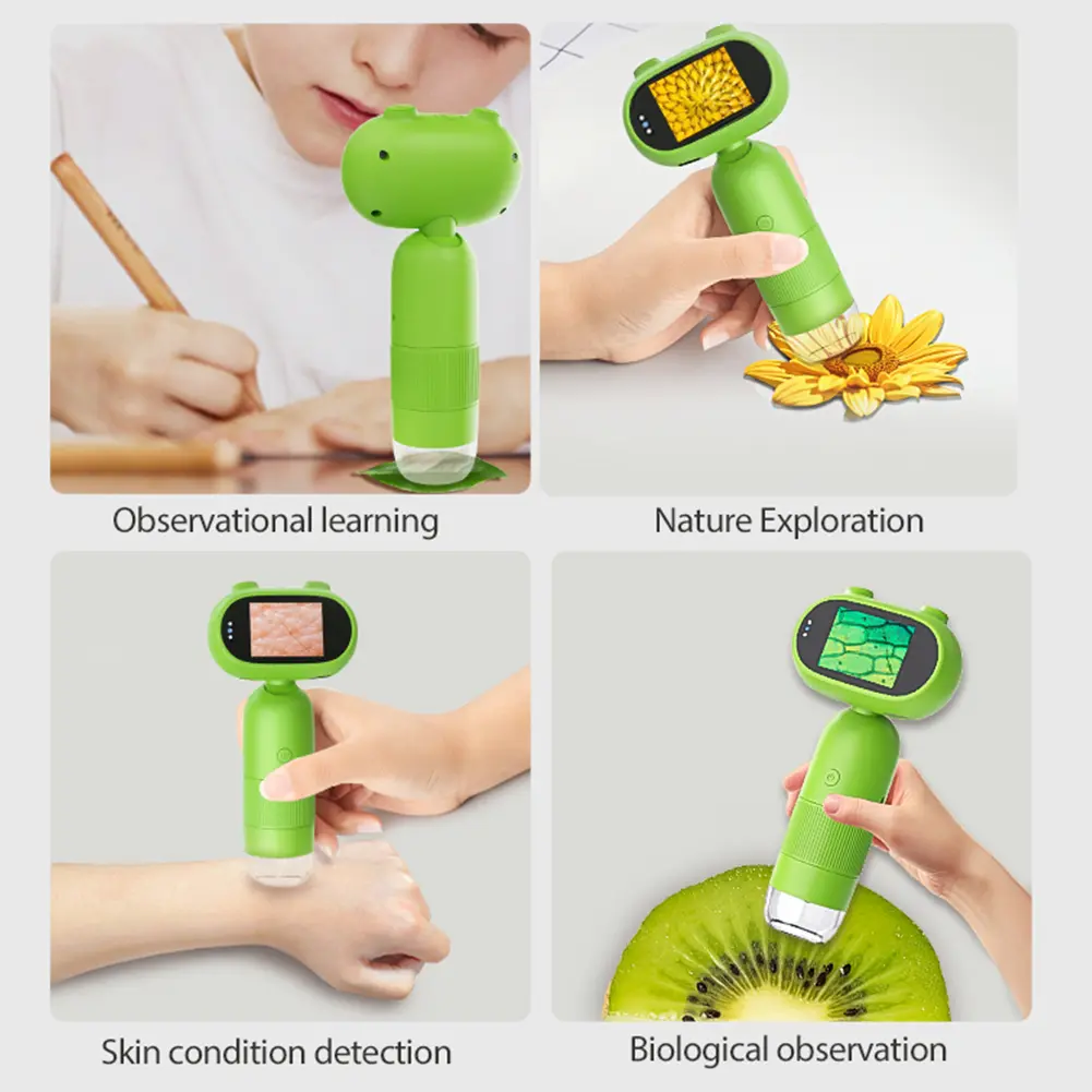Microscope for Kids 2 Inch IPS Screen Handheld Microscope Camera Kids Microscope 1000X 1080P Portable Handheld Magnifying Glass