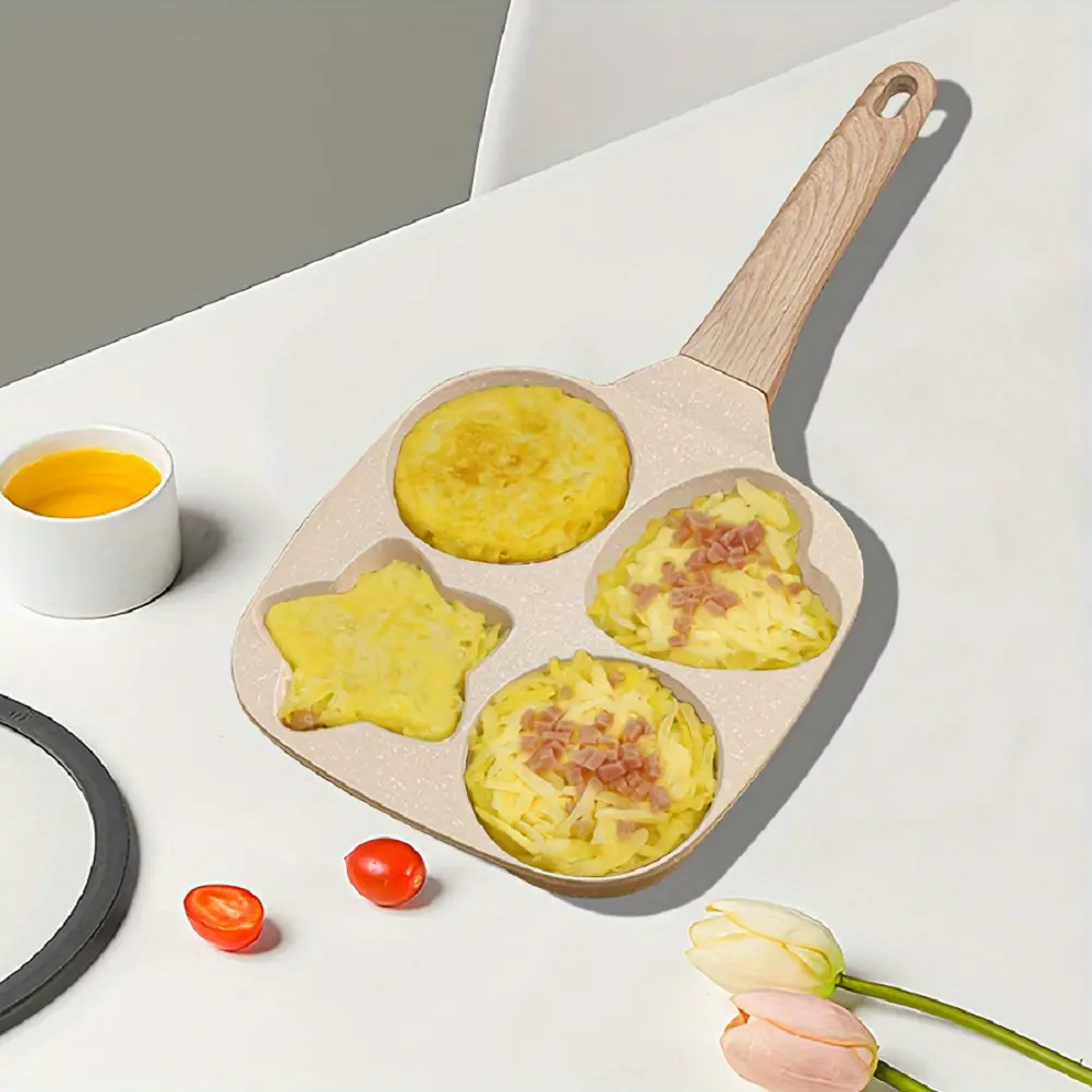 3 4-Hole Frying Pot Pan Thickened Pan Non-stick Egg Pancake Steak Pan Cooking Egg Ham Pans Breakfast Maker Cookware Omelet Pan